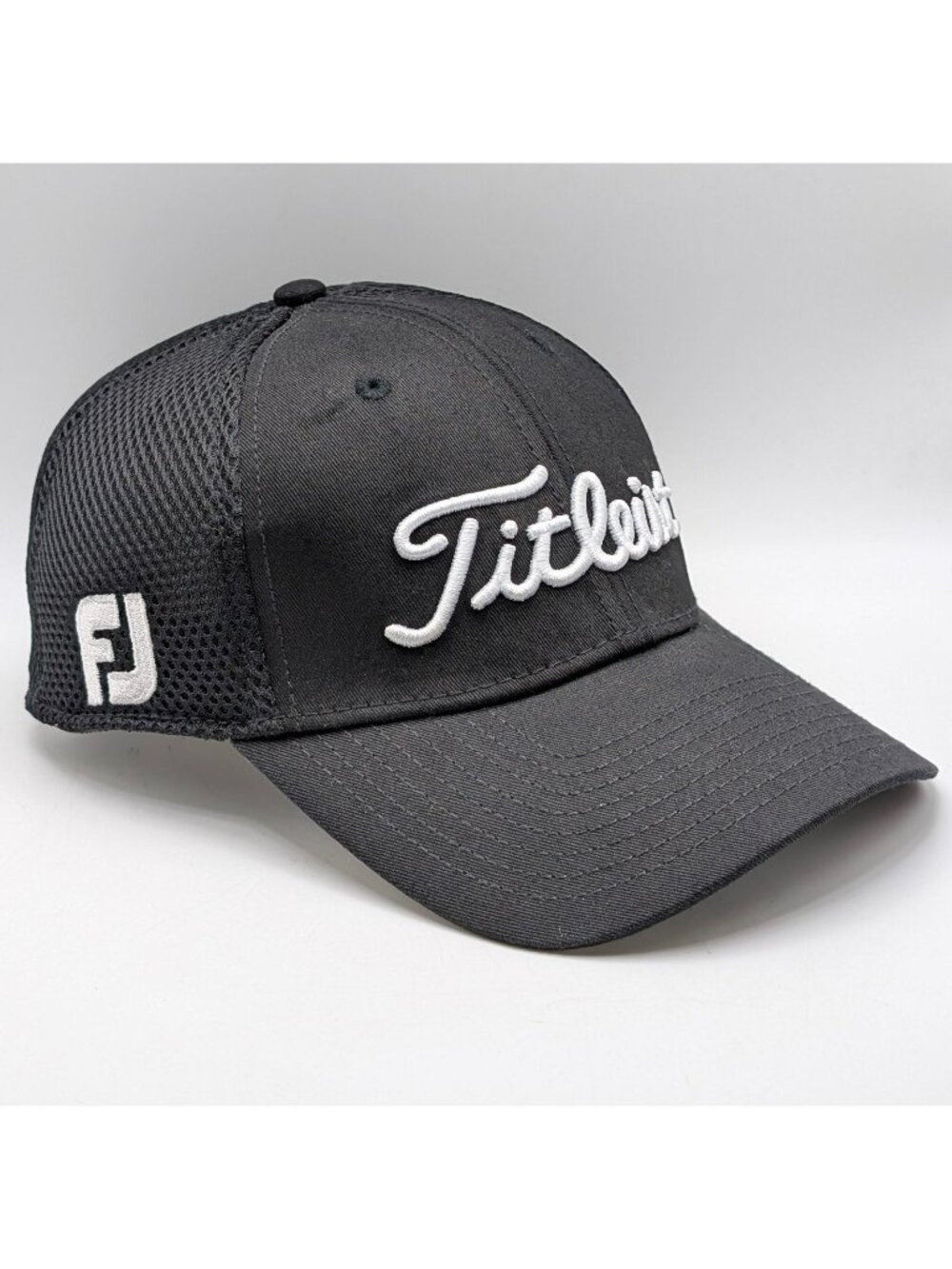 Titleist Hat Cap Child Youth Footjoy FJ Pro V1 Golf Fitted Mesh Stretch Black